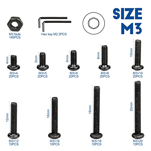 NINDEJIN M2 M3 M4 M5 Hex Socket Cap Screw Machine Screws Assortment Kit (580pcs Stainless Steel) + NINDEJIN M3 Button Head Hex Socket Cap Screw Bolt and Nut Set (282pcs Carbon Steel)