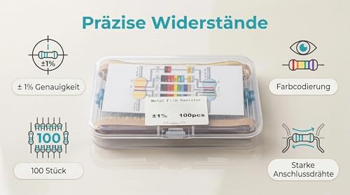 100 Pieces 1/2 W ± 1% Tolerance 120Ω Metal Film Resistor Set for DIY Projects and Experiments, with Separate Moisture Protection Packaging + Resistance Colour Code | 120Ω Resistor,Klare Farbringe & verstärkte Drähte, ideal für DIY und Experimente, Feuc...