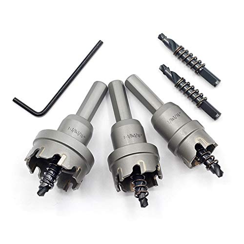 Hole Saw Set 3pcs JESTUOUS 3/8 Inch Shank Diameter 7/8 1-1/8 1-3/8 Cutting Dia TCT Carbide Tipped Tooth Drill Bit for Stainless Steel Metal Wood