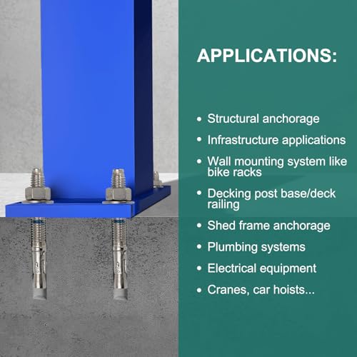 3/8" x 3-3/4" Concrete Anchors (25 Pack) 3/8 inch Wedge Anchors Bolts Stainless Steel 3/8"x3-3/4"