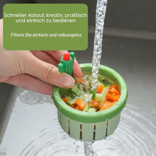 Green Cactus Sink Drainer Filter Functional Kitchen Accessories Quick Drain Kitchen Sink Filter Green
