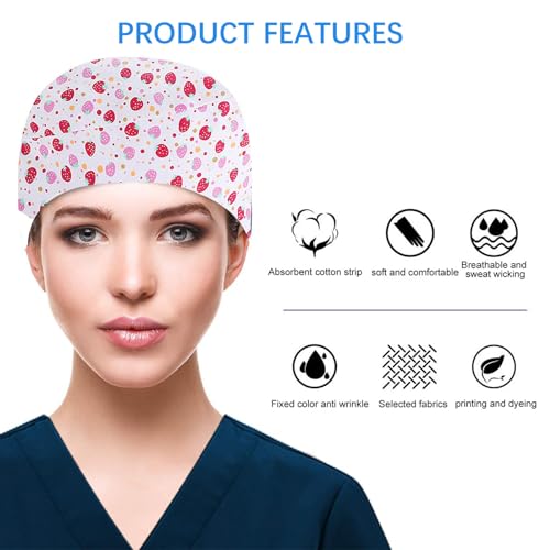Adjustable Work Cap, Surgical Cap Fabric, Cotton Nurse Cap with Buttons, Adjustable Cotton Dust Cap, Adjustable Work Caps, Printed Unisex, Hair Cover with Sweatband