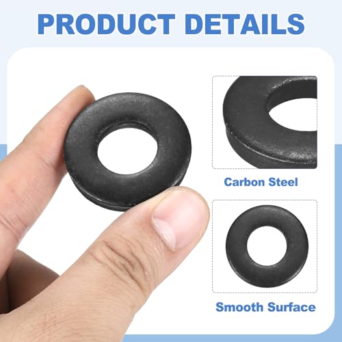 MECCANIXITY 24pcs 5/8" Black Flat Washer for M16 Screw, Steel Metal Washers 16mm ID 35mm OD 6mm Length for Industrial, Screws Bolts M16 x 35mm x 6mm