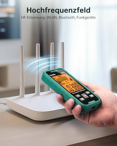 ERICKHILL EMF Meter, 3-in-1 Portable Electrosmog Meter & Ghost Hunting Equipment for RF, EF, MF & WLAN, Radiation Meter with 3-Colour Alarm, Rechargeable Battery for Home, Office & Outdoor MF/EF/RF dashboard