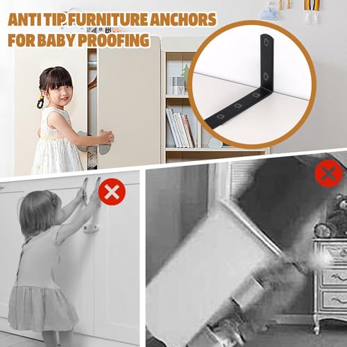 12 Pcs Anti Tip Furniture Anchors Baby Proofing 400 lbs Heavy Duty 12 Pack