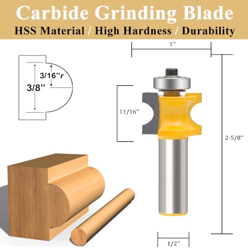 TAIWAIN Router Bit Set 1/2 Inch Shank 5PCS Tongue Groove Edging Router Bits Sets, Raised Panel Wood Milling Cutter Tool Door Drawer Cabinet Woodworking Miter Carbide CNC Cutting Tool (6) 6
