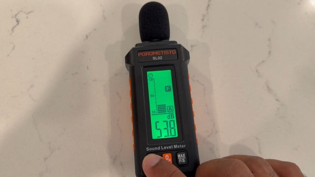 POROMETISTO A/C-rated sound level meter 30–130 dB for home & office | Noise level meter for environmental monitoring, machine testing & occupational safety. Precise sound measurement from 30–130 dB.