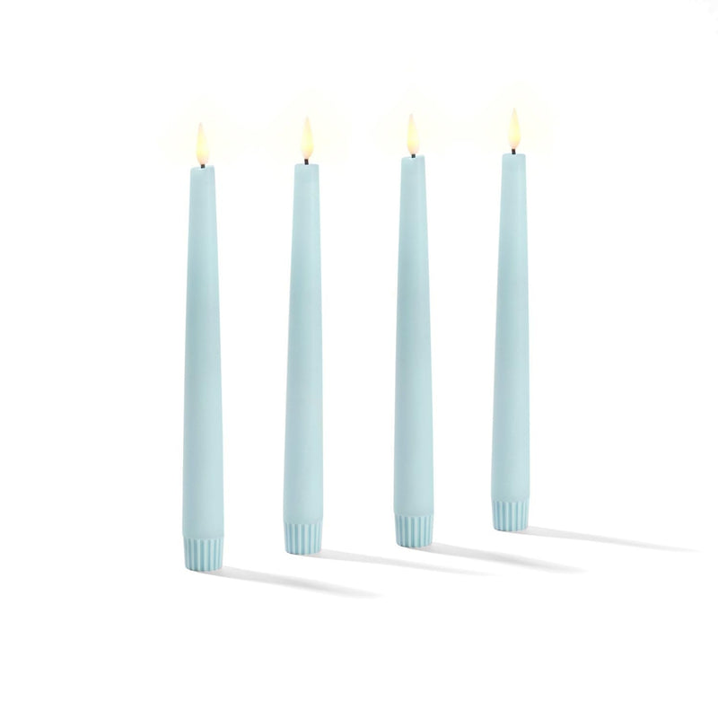 LampLust Flameless Taper Candles with Remote, 9 Inch, 4 Pack Pastel Blue Candlesticks, LED Candles Flickering Flameless Candles for Baby Shower Gender Reveal Decorations, Spring Home & Wedding Décor Pastel Blue - 4 Pack
