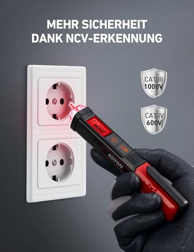AstroAI VTS1000H Non-Contact Voltage Tester with Screwdriver | AC 12V/70V-1000V LCD Display Acoustic Alarm Visual Flashlight Electrician Tool Car Household Power Tester