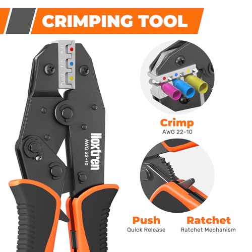 Crimping Tool For Heat Shrink Connectors, 220PCS AWG 26-10 Waterproof Automotive Marine Grade Heat Shrink Butt Connectors and Wire Stripper 220PCS Heat Shrink Butt Connectors with Crimper and Stripper