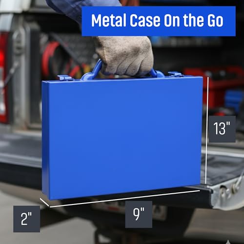 Metal Organizer Box with 10 Removable Compartments, Blue 13" x 9" x 2" | 10 Cups