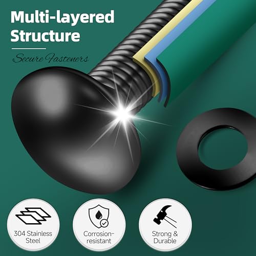 (10Sets) 3/8" x 2-1/2" Hex Head Lag Bolts & (6 Sets) 3/8-16 x 3 Carriage Bolts with Nuts and Washers, Heavy Duty Lag Screws with Washers, 304 Stainless Steel, 3/8 Carriage Bolts Screws