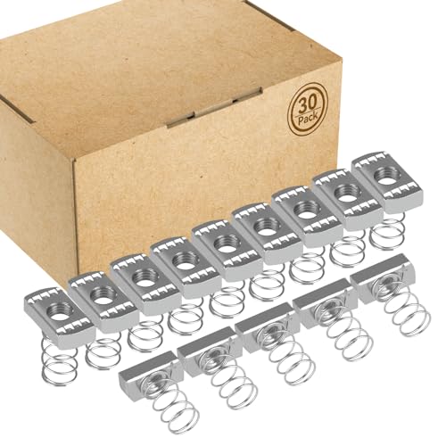 Strut Channel Nuts 1/2"-13 with Standard Spring - 30 Pcs, 1/2″ Drive 3/4″ (19mm) Strut Channel Impact Socket