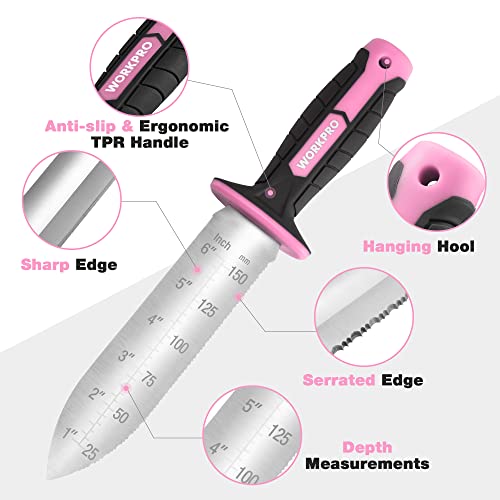 WORKPRO 8’’ Bypass Pruning Shears & WORKPRO Hori Hori Garden Knife, Stainless Steel Blade, Ideal for Weeding, Planting, Digging