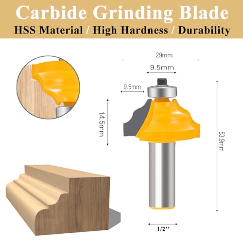 TAIWAIN Router Bit Set 1/2 Inch Shank 5PCS Tongue Groove Edging Router Bits Sets, Raised Panel Wood Milling Cutter Tool Door Drawer Cabinet Woodworking Miter Carbide CNC Cutting Tool (6) 6