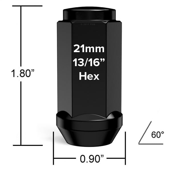 StanceMagic 20pcs 9/16x18 Extended Bulge Lug Nuts, Closed End, Black