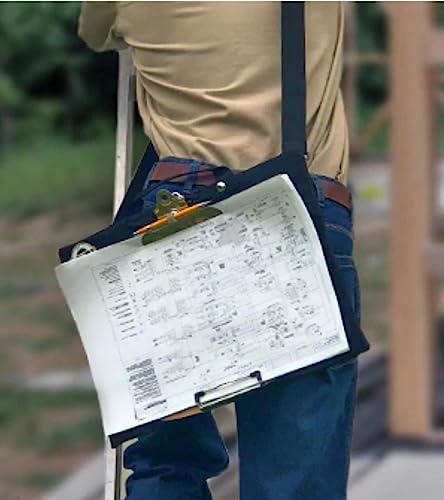 Industrial Field Cases Field Bag with Integrated 11x17 Clipboard, Storage and Shoulder Strap: Perfect for Engineers, Inspectors, Roofers & Architects Black CJFB1117