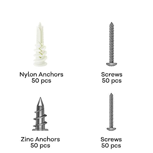 Self Drilling Drywall Anchors and Screws Assortment Kit (200 PCS)