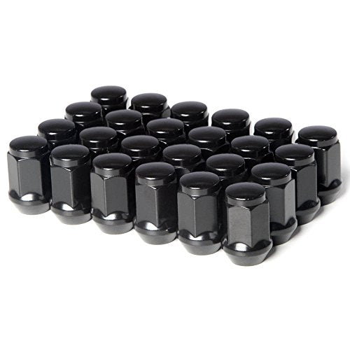 Circuit Performance 7/16" Black Closed End Bulge Acorn Lug Nuts Cone Seat Forged Steel (24 Pieces) 24 Lug Nuts