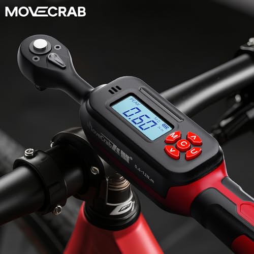 1/4" Digital Torque Wrench, 0.6-12 N.m / 0.4-9 Ft.lb, ±2% Accuracy 1/4" 0.4-9 Ft.lb (0.6-12 N.m) Red