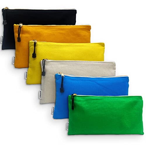 Canvas Tool Bag Zipper Pouch - 10 Pack Heavy Duty Tools Utility Pouches, Multipurpose Storage Organizer Tote Bags with Dependable Metal Zippers, 12.5 x 7-Inch