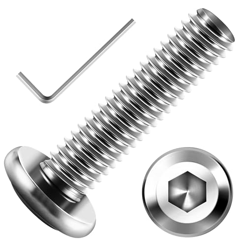 Mywish M6 Screw M6 x 25mm 30Pcs Flat Head Bolt Hex Socket Cap Screws Bolts &159-Piece M6 Screw Assortment Kit - 304 Stainless Steel Button Head Socket Cap Metric Screws, Bright Finish & Hex Spanner
