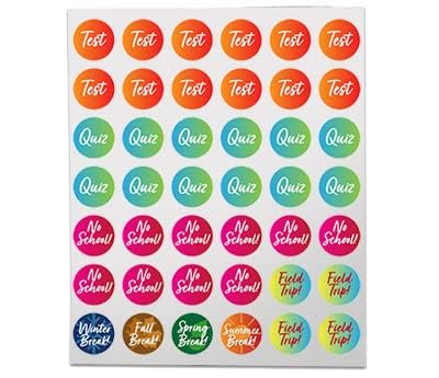 ChromaLabel 0.75 Inch Permanent Planner Dot Sticker Pack, 210 Labels Total, 3 Sheets of Variety Planner Stickers, 2 Sheets of Smileys