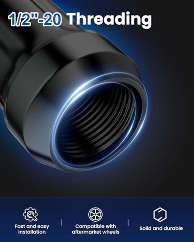 GAsupply 1/2-20 Lug Nuts Black 1.38" 35mm Tall Cone Seat, 24Pc