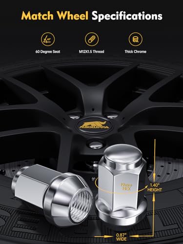 MIKKUPPA M12x1.5 Lug Nuts & 5 PCS 1/2" Drive Impact Socket Set Replacement for 2006-2019 Ford Fusion, 2000-2019 Ford Focus, 2001-2019 Ford Escape Aftermarket Wheel