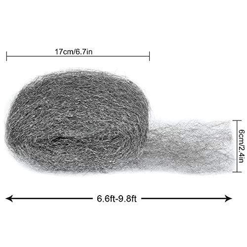 15 Pack 2.4" x9.8 ft Steel Wool for Mice Control - #3 Steel Wool Fill Fabric DIY Kit - Coarse Wire Wool Hardware Cloth - Gap Blocker Keep Mice Away from Holes, Siding, Pipeline, Vents in Garden Garage