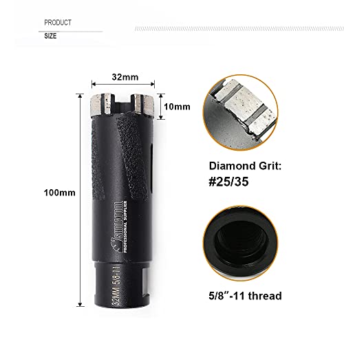 SHDIATOOL Diamond Core Drill Bits 1-1/4-inch for Concrete Marble Granite with 5/8-Inch-11 to 3/8-Inch Hex Shank Adapter