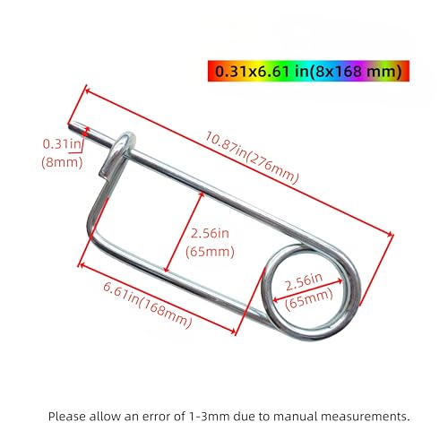 Steel Brooch Shape Open Safety pin Spring pin, Quick Lock line Lock pin Locking Fasteners for Farm Lawn Garden Hooks (0.31x6.61 in(8x168 mm)-2Pcs) 0.31x6.61 in(8x168 mm)-2Pcs