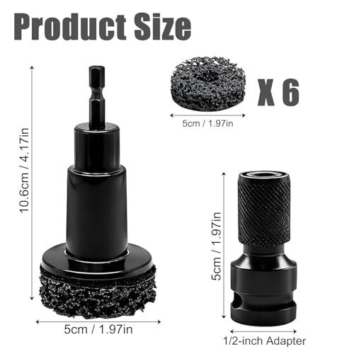 Wheel Bolt and Hub Grinder with 5 Spacers, Wheel Hub Cleaning Tool, Quick Rust Removal for Wheel Bolts and Rotors. Suitable for Drills or 1/2 Inch Impact Bolt