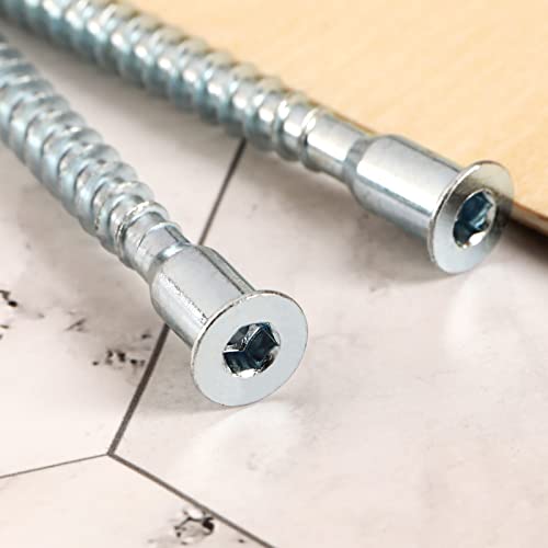 100PCS M7x70mm Hex Socket Countersunk Head Self Tapping Connecting Screws Allen Flat Head Furniture Confirmat Screws Carbon Steel Zinc Plated