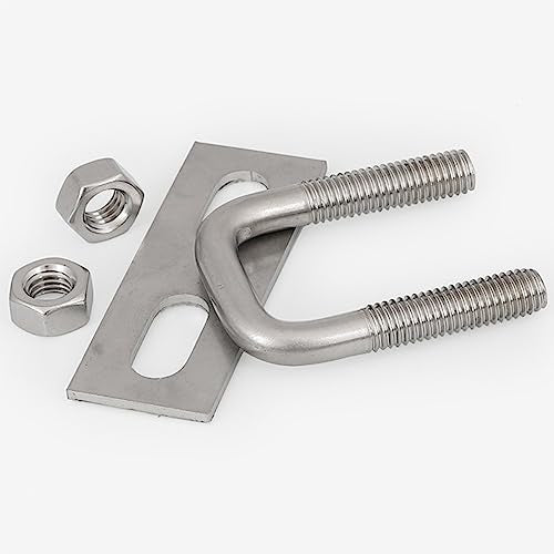 TEN-HIGH U Bolt, 10 Sets 304 Stainless Steel Tie Down U Bolt with Nuts, Frame Plate, Round Washers(M8*50 * 120mm) M8*50*120mm 10pcs