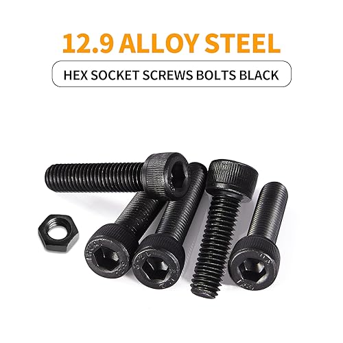 520Pcs M3 M4 M5 12.9 Grade Alloy Steel,Hex Socket Head Cap Screws Bolts, and Nuts Black Screw Assortment Kit 12.9 Hex Socket Head M345