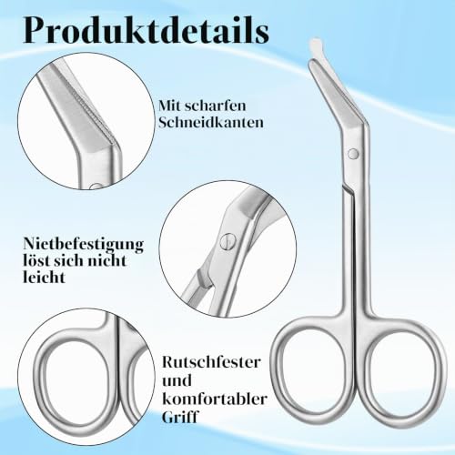 Pack of 2 Ostomy Scissors Curved with Rounded Tip, Silver | Medical Bandage Scissors Stainless Steel Ostomy Accessories for Colostomy & Ileostomy Bag