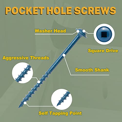 LIONMAX Pocket Hole Screws 2-1/2 Inch, 300 PCS Exterior Pocket Screw #8 x 2-1/2" and Pocket Hole Screws 1-1/4 Inch, 300 PCS Exterior Pocket Screw #8 x 1-1/4", Coarse Thread, 150MM Drive Bit Included