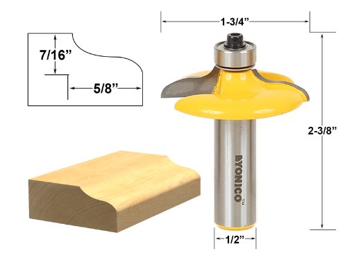 YONICO Cabinet Door Edge Router Bits Set 4 Bit 1/2-Inch Shank 12401 4 Bit Set - 1/2" Shank