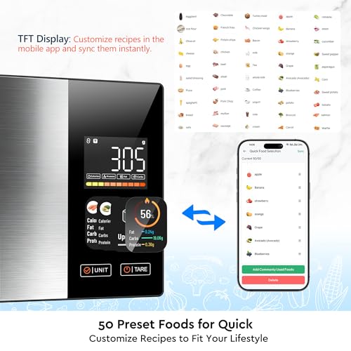 Smart Food Scales Calorie Counting Nutrition Food Scale with TFT Display