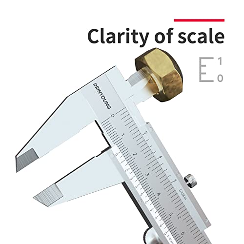 Carbon Steel Vernier Caliper Dual Reading Scale Metric Calipers Measuring Tool Inside Outside Depth and Step Measurements 0-12" Inch/Metric Range 0.05/0.0078" Resolution DRINYOUNG0-12 L 0-12" (Vernier Caliper, Carbon Steel)