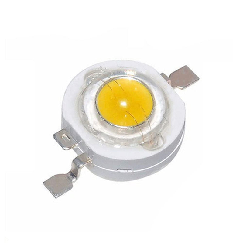 Vrabocry 50-pcs high power LED chip 3W warm white (3000K-3500K with input 560mA-700mA connection DC 3V-3.4V with 3 watts) super bright intensity SMD COB light emitter components diode 3W bulb lamp warm white 3000k