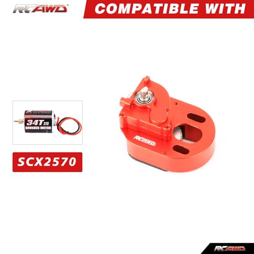 RCAWD Full Metal 370 Gearbox w/16T Gear for Axial 1/24 SCX24 Red