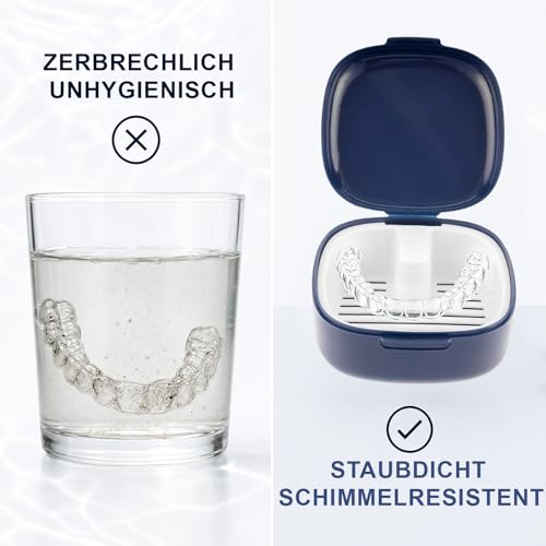 2 Piece Denture Box, Denture Box with Sieve, Portable Dentures Bath Box