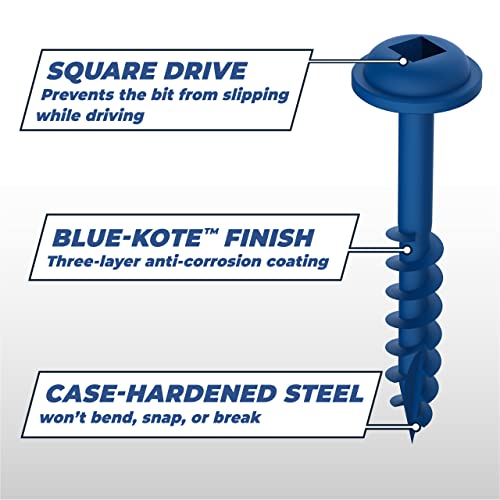 Kreg Blue-Kote Pocket-Hole Screws, SML-C250B-250, 250 Count, 2-1/2 Inch Pack of 1