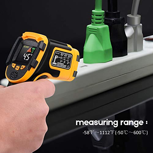 Infrared Thermometer SOVARCATE Digital Laser Temperature Gun -58°F~1112°F (-50°C ~ 600°C) Non-Human Body Thermometer - for Cooking/Barbecue/Freezer/Industrial