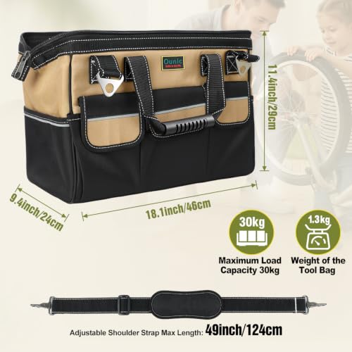 18 Inch Heavy Duty Tool Bag, 16 Pockets Portable Tool Box Organizer 18 Inch