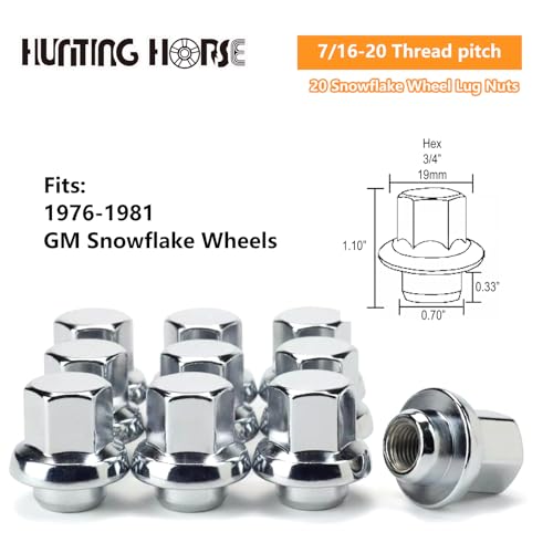 Set of 20pcs 7/16-20 Snowflake Closed End Mag Seat Lug Nuts Compatible with 1976-1981 GM Corvette Camaro Firebird Trans AM, Chrome 20
