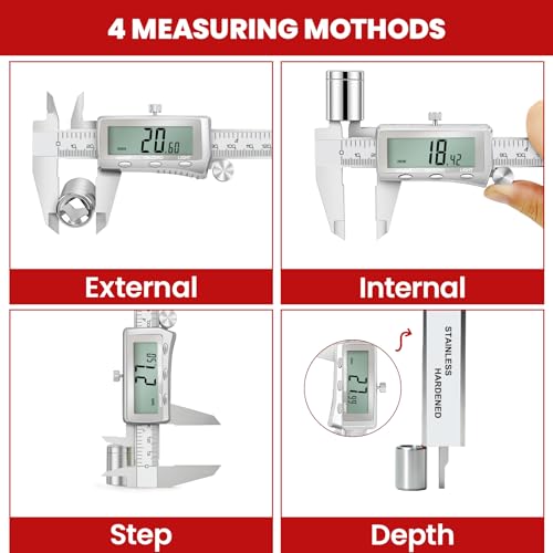 Digital Caliper, Rechargeable Calipers 12 inch with Backlight LCD Screen, All Metal Caliper Measuring Tool with MM/in/F Conversion, Auto Off Micrometer for Jeweler/Woodworking/DIY/Household 12 IN