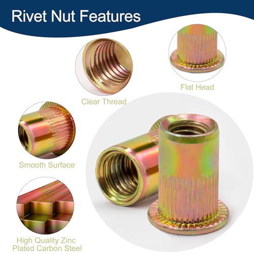 420 PCS Metric & SAE Rivet Nut Assortment Kit and 240 PCS SAE Rivet Nut Assortment Kit,UNC Rivnut Threaded Insert Nut Set,Zinc Plated Finish Carbon Steel Nutsert
